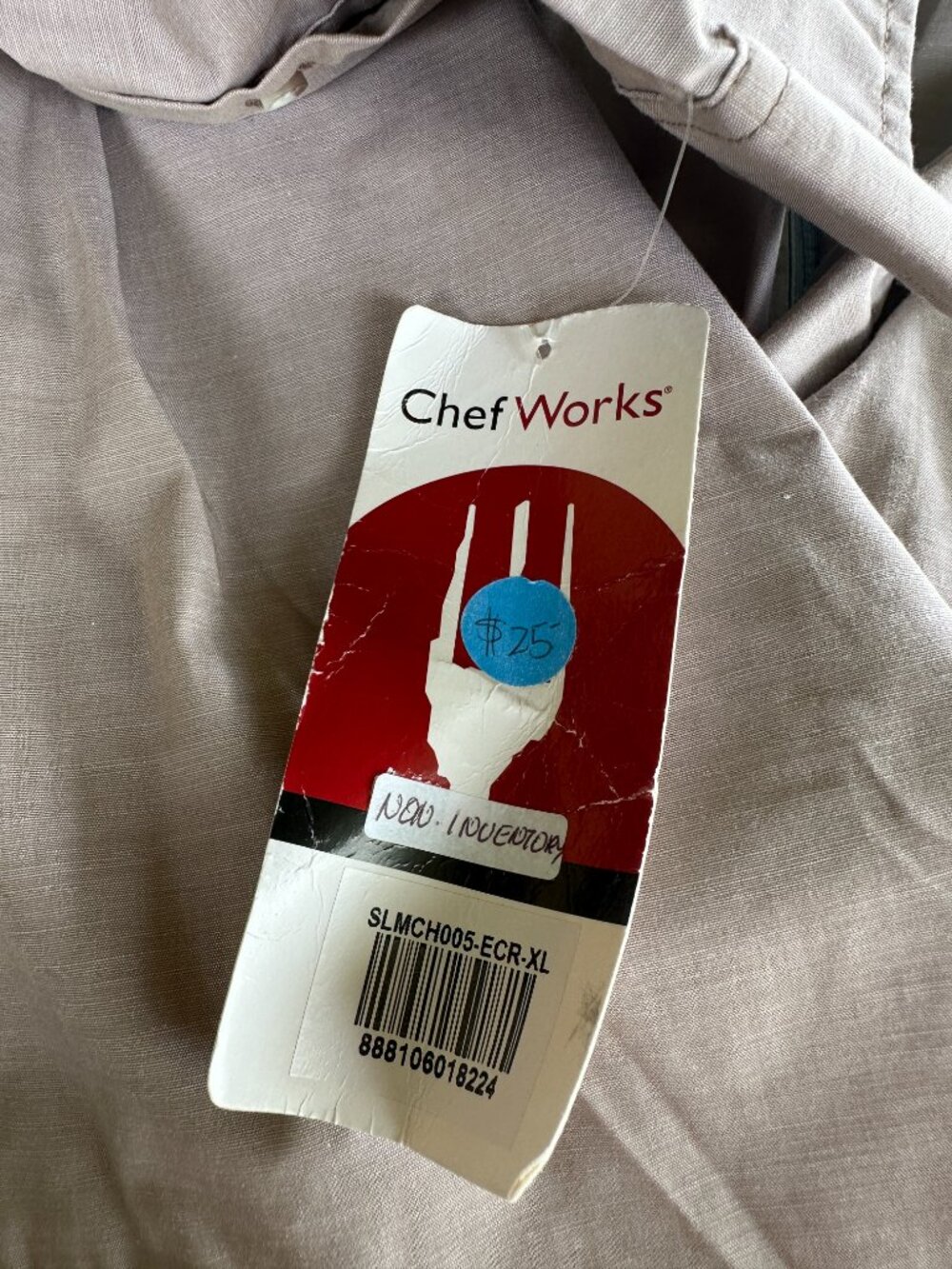 NWT Chefworks Men's Light Brown Chef Uniform Button Front LS Size XL Cotton Poly - Picture 5 of 5